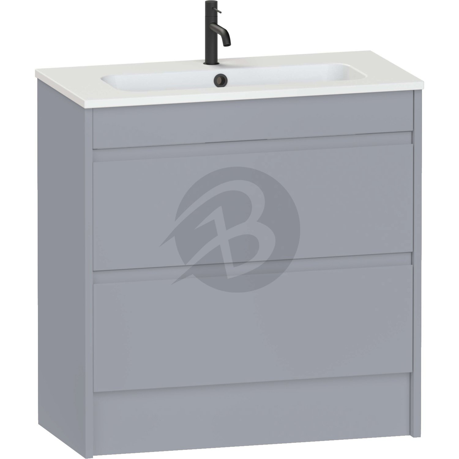 Calypso Selter 2 Drawer Floor Standing Slim Vanity Unit With Chandler Ceramic White Basin – 800mm Wide – 1 TH - Shale