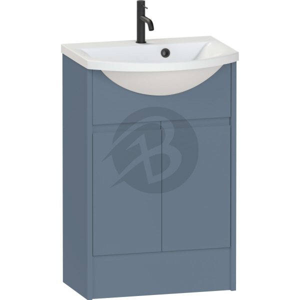 Calypso Selter 2 Door Floor Standing Vanity Unit With ART Cast Marble White Basin – 550mm Wide – 1 TH - Lagoon Mist