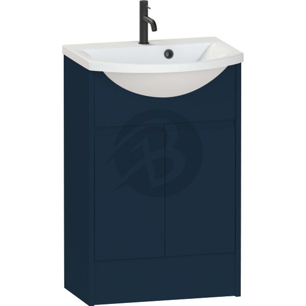 Calypso Selter 2 Door Floor Standing Vanity Unit With ART Cast Marble White Basin – 550mm Wide – 1 TH - Maritime Blue