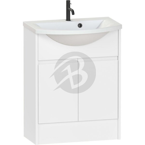 Calypso Selter 2 Door Floor Standing Vanity Unit With ART Cast Marble White Basin – 650mm Wide – 1 TH - Pearl
