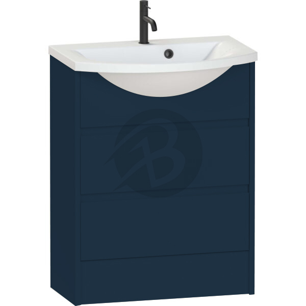 Calypso Selter 2 Drawer Floor Standing Vanity Unit With ART Cast Marble White Basin – 650mm Wide – 1 TH - Maritime Blue