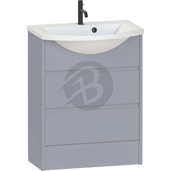 Calypso Selter 2 Drawer Floor Standing Vanity Unit With ART Cast Marble White Basin – 650mm Wide – 1 TH - Shale