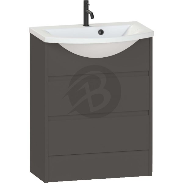 Calypso Selter 2 Drawer Floor Standing Vanity Unit With ART Cast Marble White Basin – 650mm Wide – 1 TH - Slate