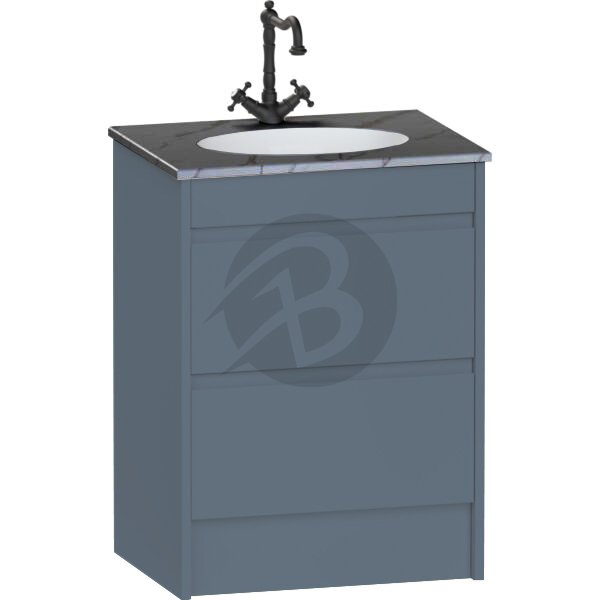 Calypso Selter 2 Drawer Floor Standing Vanity Unit With Calypstone Aura Storm Grey Basin – 600mm Wide – 1 TH - Lagoon Mist