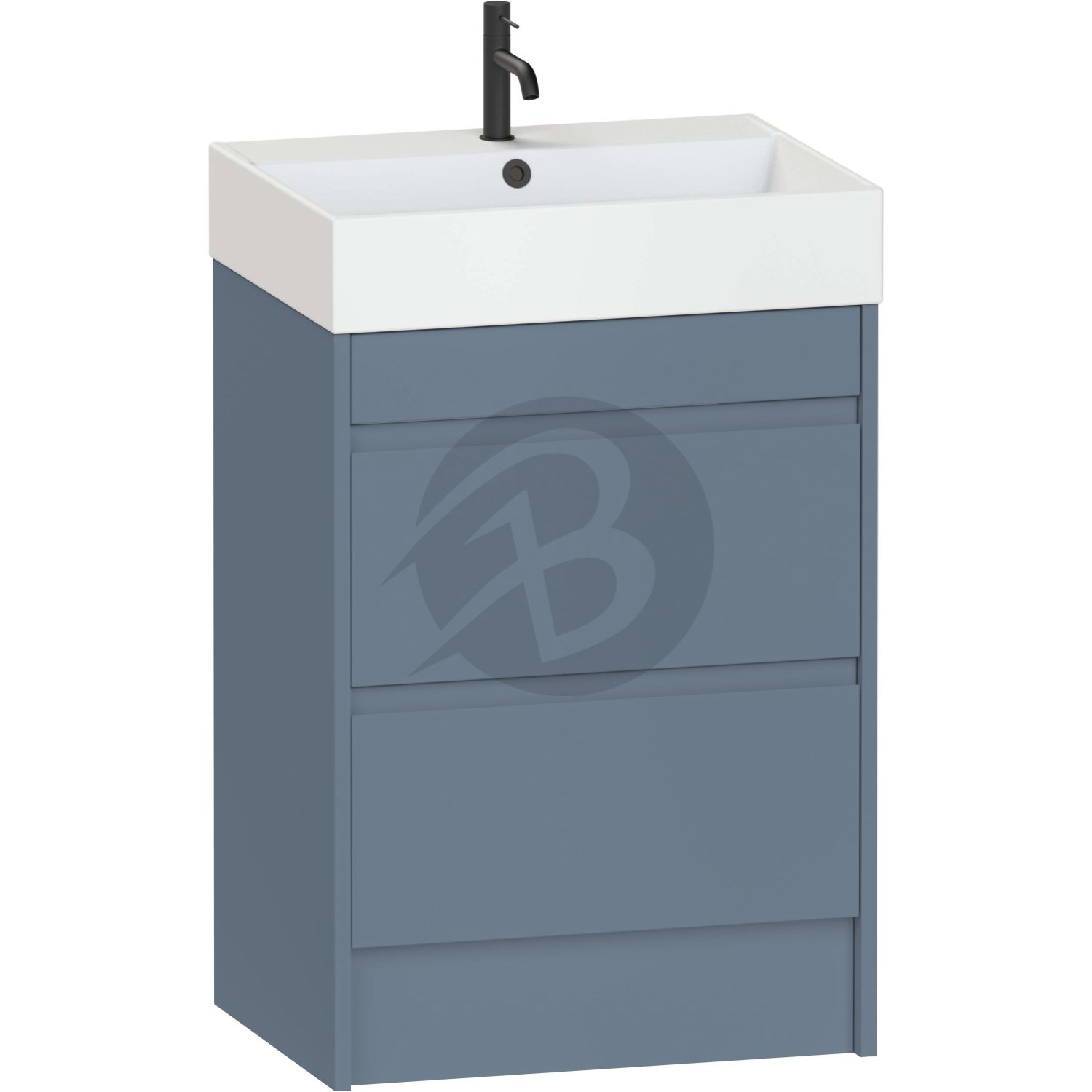 Calypso Selter 2 Drawer Floor Standing Vanity Unit With Memphis Ceramic White Basin – 600mm Wide – 1 TH - Lagoon Mist