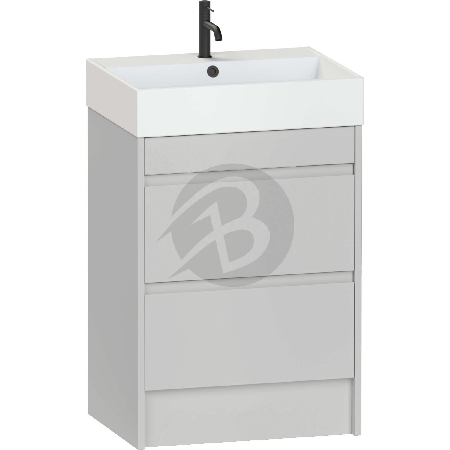 Calypso Selter 2 Drawer Floor Standing Vanity Unit With Memphis Ceramic White Basin – 600mm Wide – 1 TH - Oyster