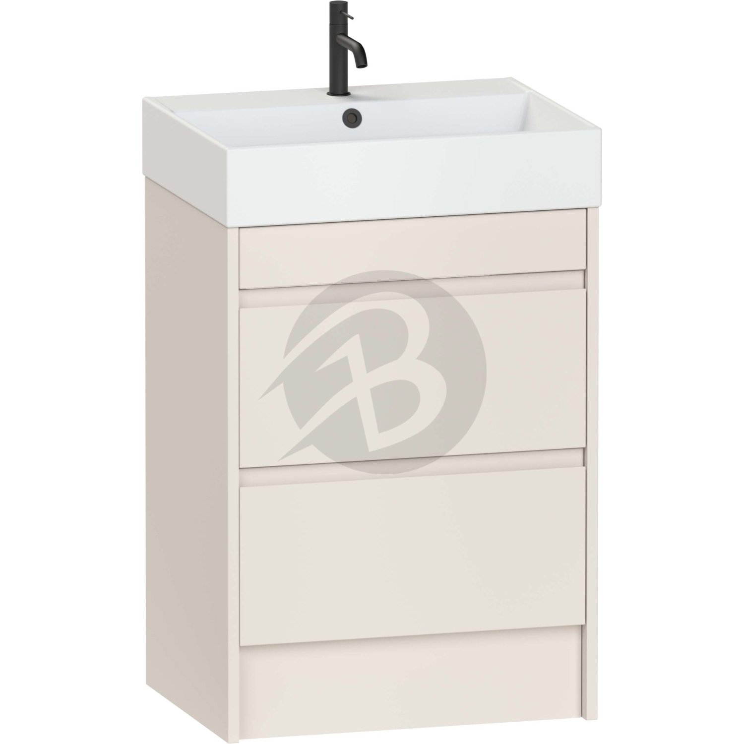 Calypso Selter 2 Drawer Floor Standing Vanity Unit With Memphis Ceramic White Basin – 600mm Wide – 1 TH - Portland Stone