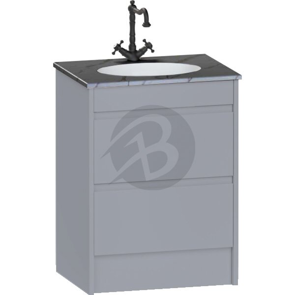 Calypso Selter 2 Drawer Floor Standing Vanity Unit With Calypstone Aura Storm Grey Basin – 600mm Wide – 1 TH - Shale