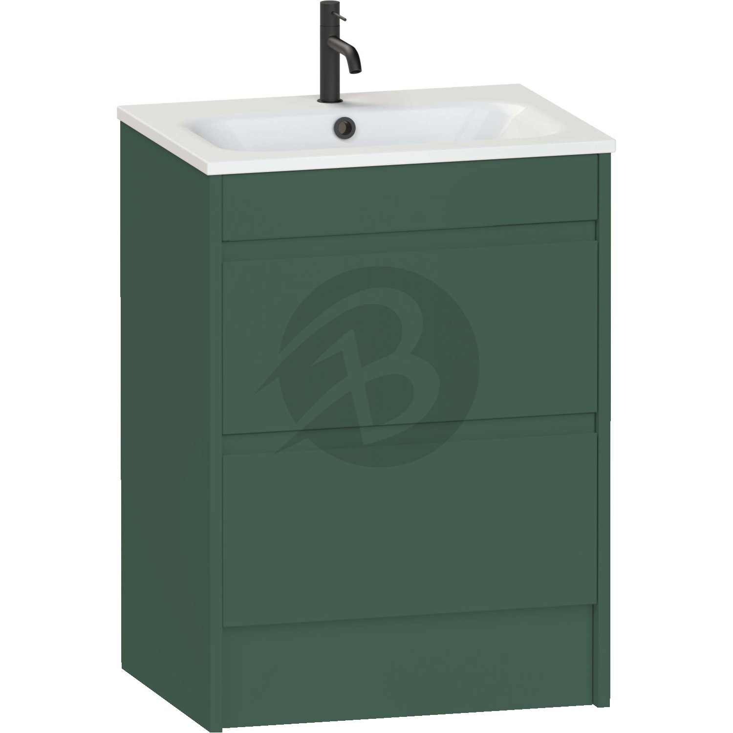 Calypso Selter 2 Drawer Floor Standing Vanity Unit With Orani Cast Gloss White Basin – 600mm Wide – 1 TH - Spruce
