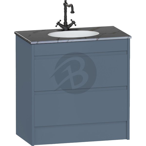 Calypso Selter 2 Drawer Floor Standing Vanity Unit With Calypstone Aura Storm Grey Basin – 800mm Wide – 1 TH - Lagoon Mist
