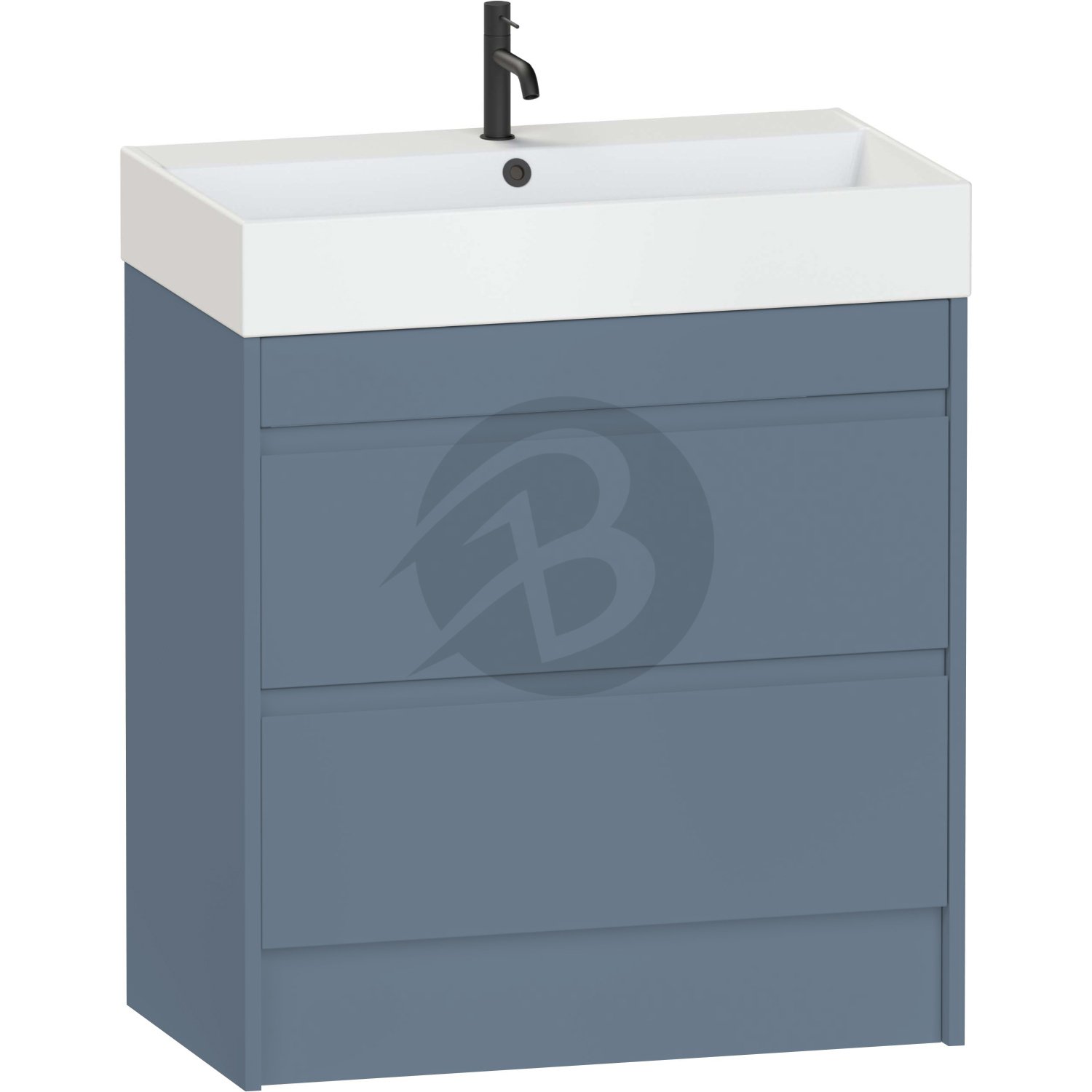 Calypso Selter 2 Drawer Floor Standing Vanity Unit With Memphis Ceramic White Basin – 800mm Wide – 1 TH - Lagoon Mist