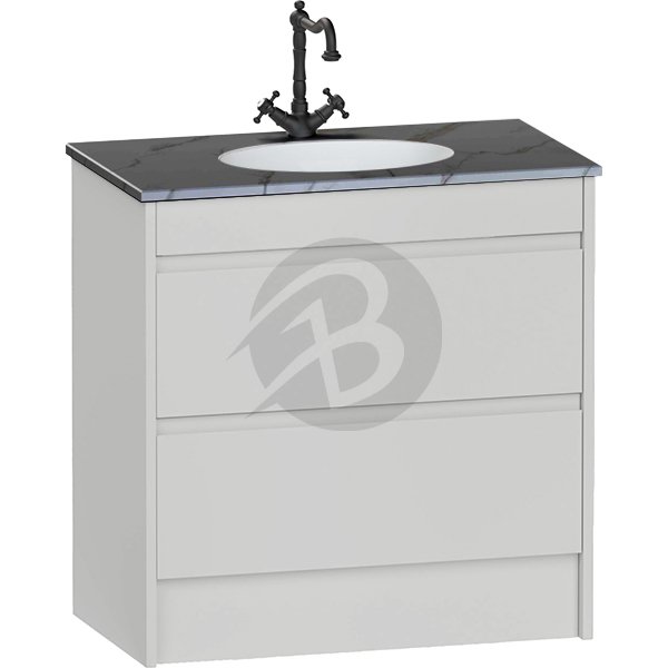 Calypso Selter 2 Drawer Floor Standing Vanity Unit With Calypstone Aura Storm Grey Basin – 800mm Wide – 1 TH - Oyster