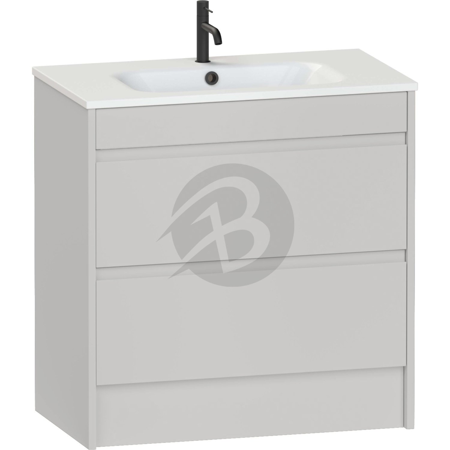 Calypso Selter 2 Drawer Floor Standing Vanity Unit With Serrenti Ceramic White Basin – 800mm Wide – 1 TH - Oyster