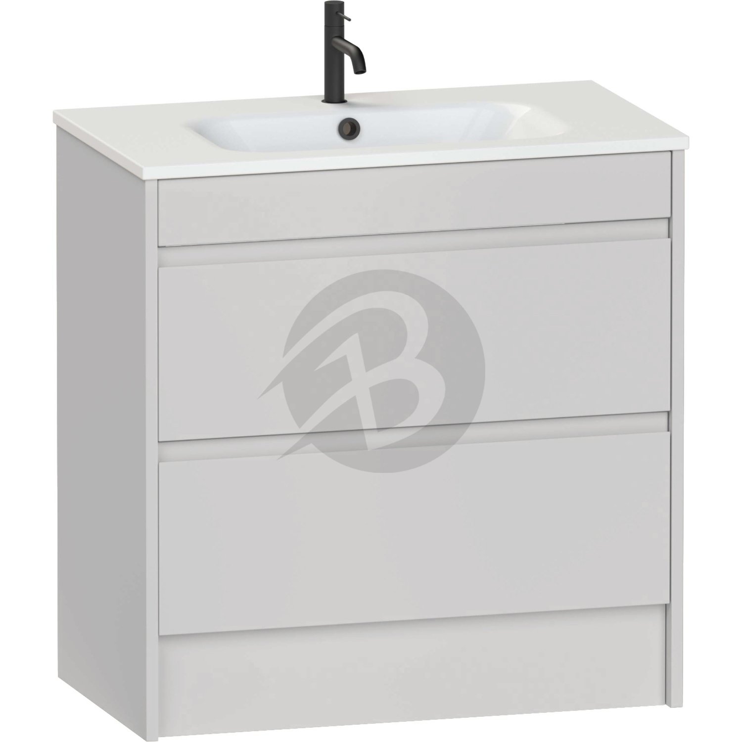 Calypso Selter 2 Drawer Floor Standing Vanity Unit With Orani Cast Gloss White Basin – 800mm Wide – 1 TH - Oyster