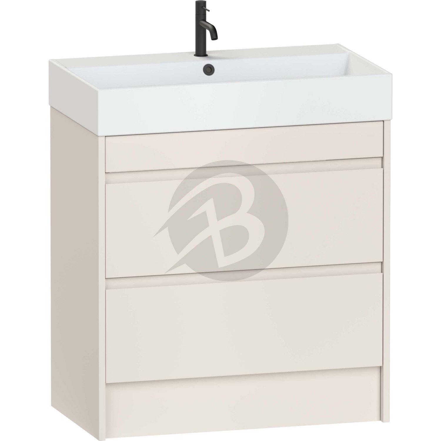 Calypso Selter 2 Drawer Floor Standing Vanity Unit With Memphis Ceramic White Basin – 800mm Wide – 1 TH - Portland Stone