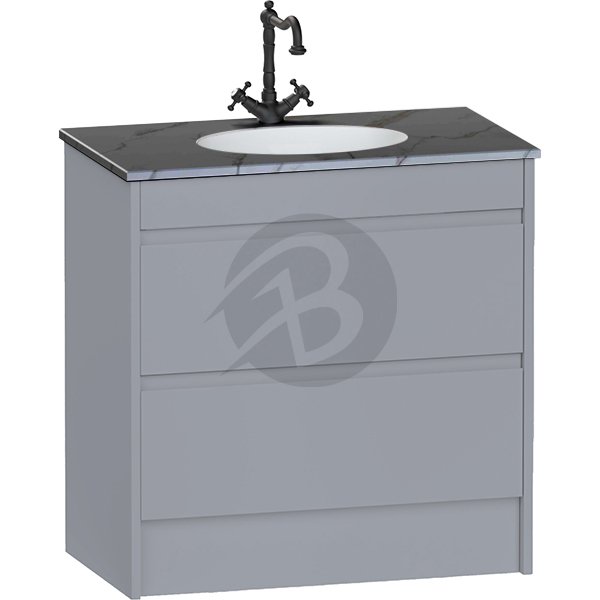 Calypso Selter 2 Drawer Floor Standing Vanity Unit With Calypstone Aura Storm Grey Basin – 800mm Wide – 1 TH - Shale
