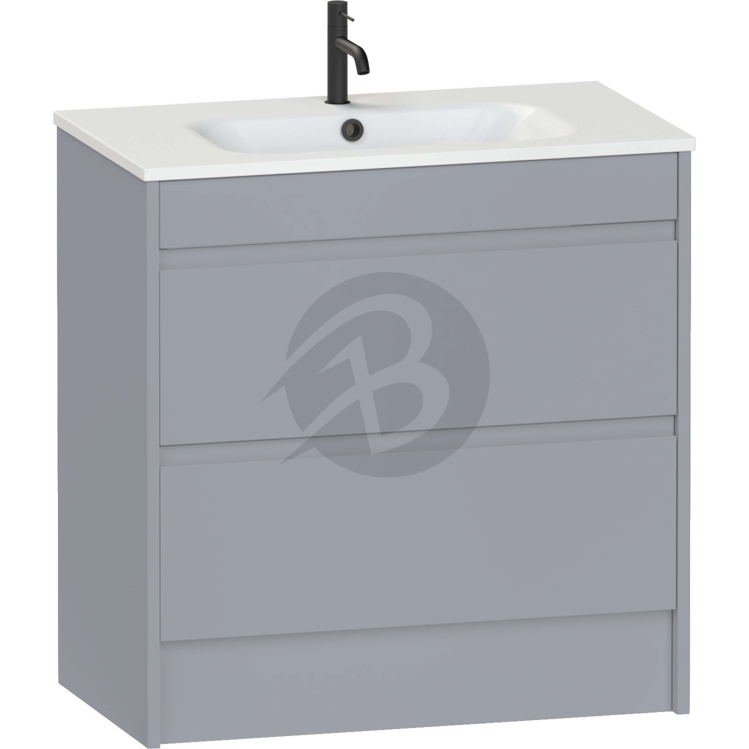 Calypso Selter 2 Drawer Floor Standing Vanity Unit With Serrenti Ceramic White Basin – 800mm Wide – 1 TH - Shale