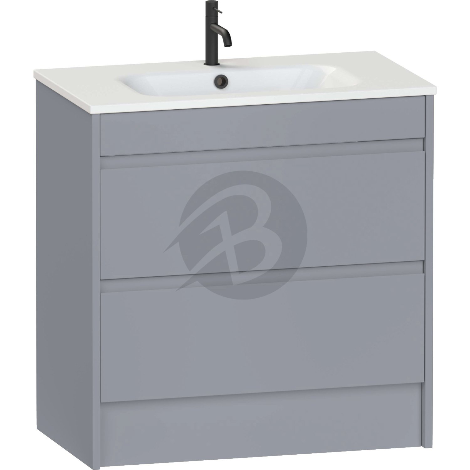 Calypso Selter 2 Drawer Floor Standing Vanity Unit With Orani Cast Gloss White Basin – 800mm Wide – 1 TH - Shale