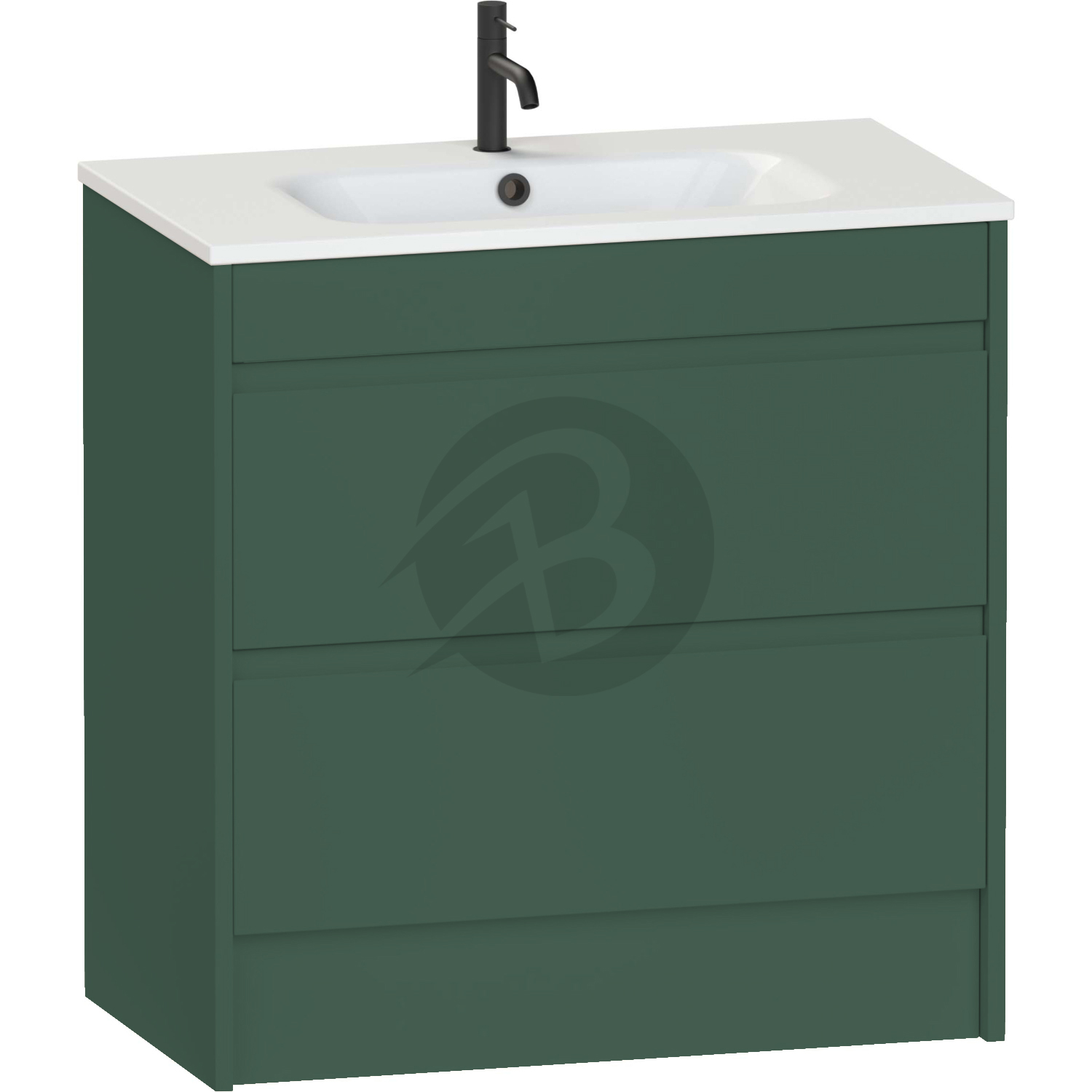 Calypso Selter 2 Drawer Floor Standing Vanity Unit With Orani Cast Gloss White Basin – 800mm Wide – 1 TH - Spruce