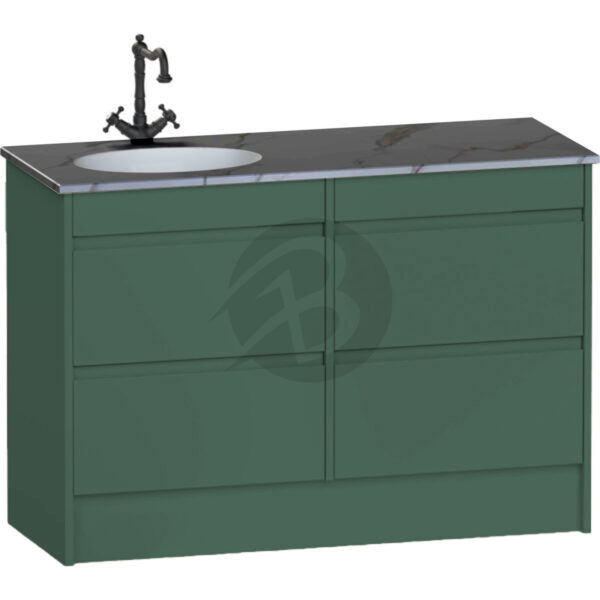 Calypso Selter 4 Drawer Floor Standing Vanity Unit With Calypstone Aura Storm Grey Basin - 1200mm Wide - 1 TH - LH