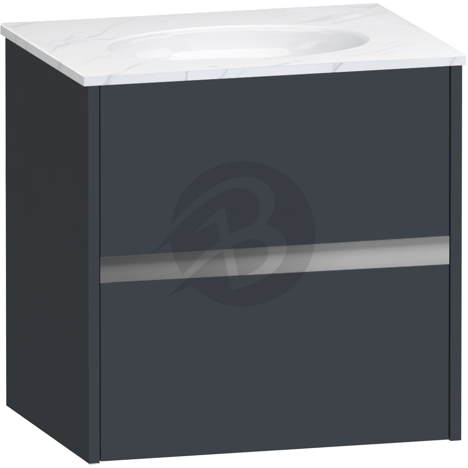 Calypso Bowland 2 Drawer Wall Hung Vanity Unit With Calypstone Aura Cirrus White Basin – 600mm Wide – No TH - Blueberry