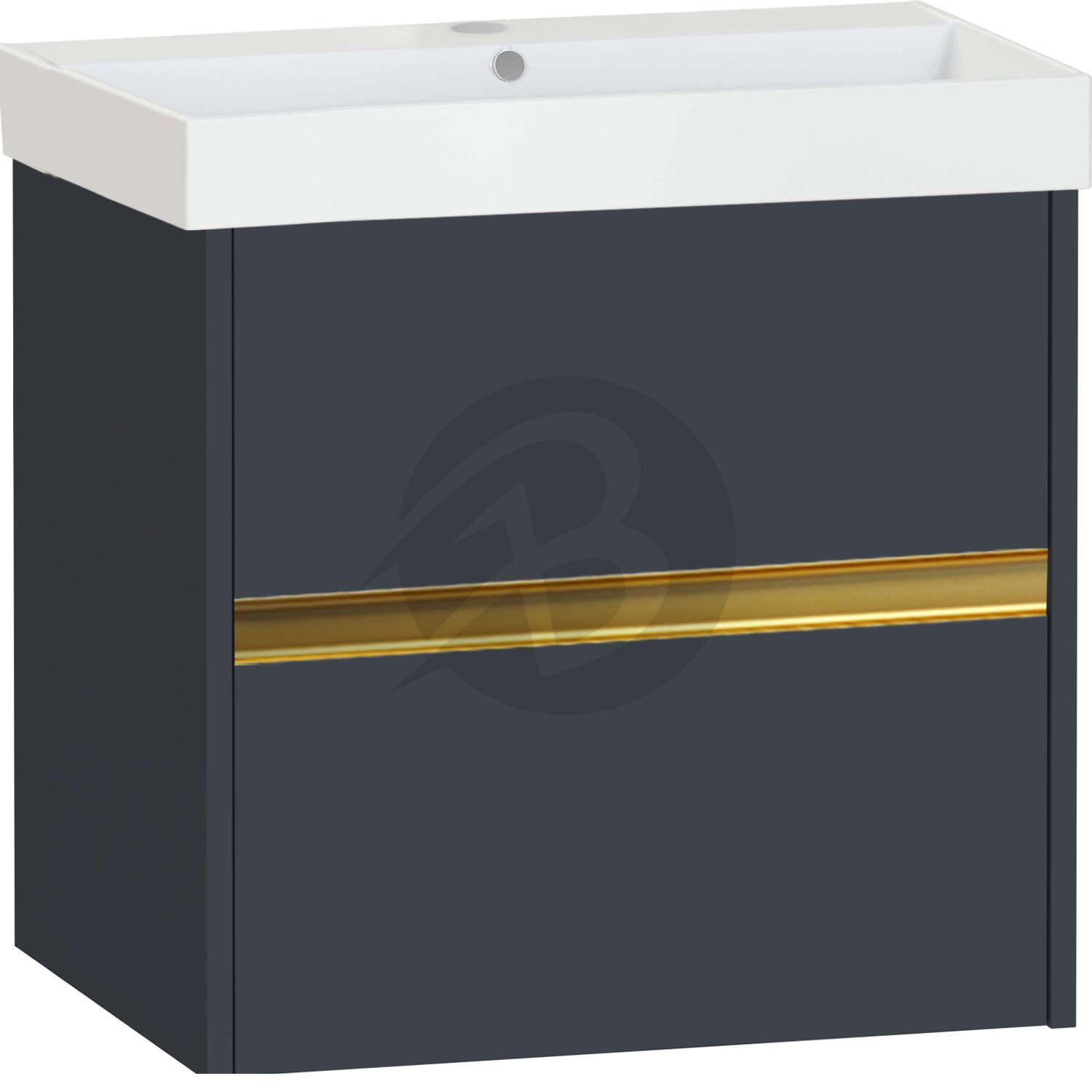 Calypso Bowland 2 Drawer Wall Hung Vanity Unit With Memphis Basin – 600mm Wide – 1 TH - Blueberry