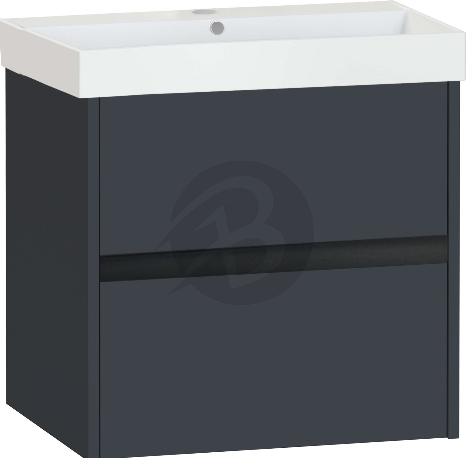 Calypso Bowland 2 Drawer Wall Hung Vanity Unit With Memphis Basin – 600mm Wide – 1 TH - Blueberry