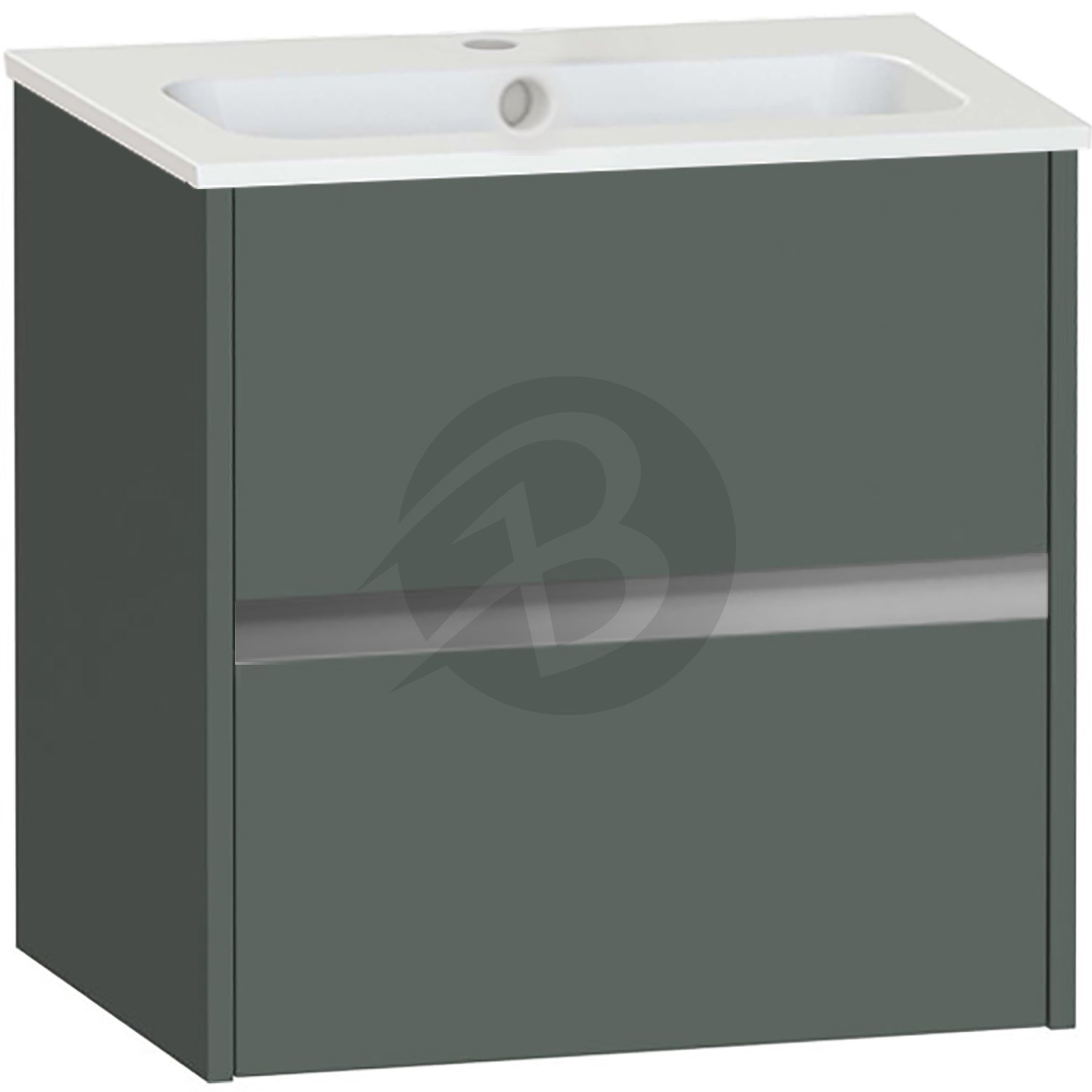 Calypso Bowland 2 Drawer Wall Hung Vanity Unit With Serrenti  Basin – 600mm Wide – 1 TH - Hunter Green