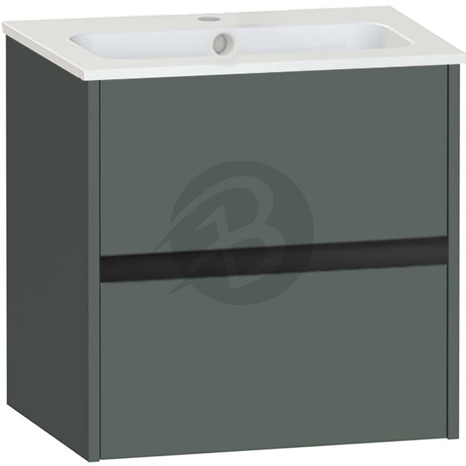 Calypso Bowland 2 Drawer Wall Hung Vanity Unit With Serrenti  Basin – 600mm Wide – 1 TH - Hunter Green