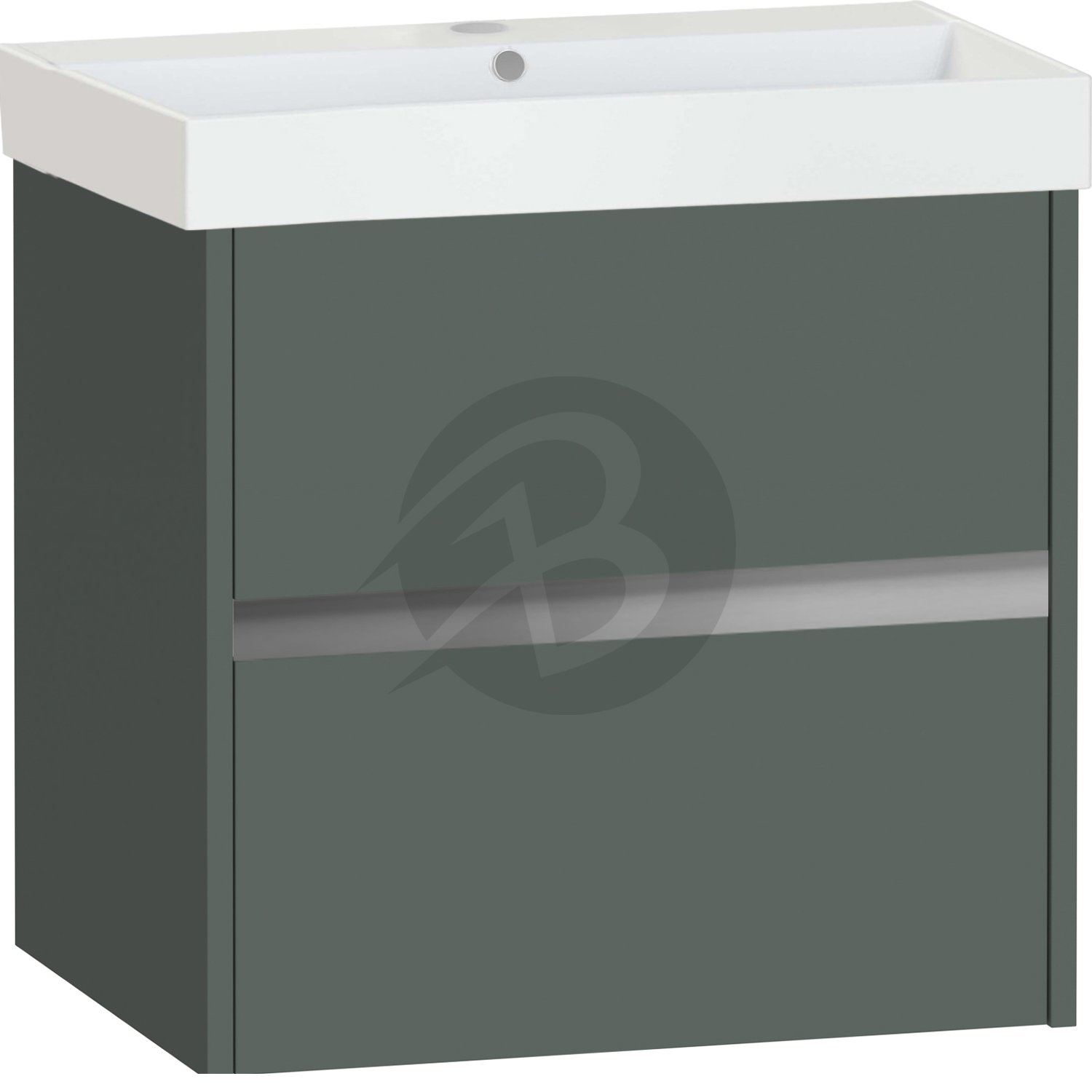 Calypso Bowland 2 Drawer Wall Hung Vanity Unit With Memphis Basin – 600mm Wide – 1 TH - Hunter Green