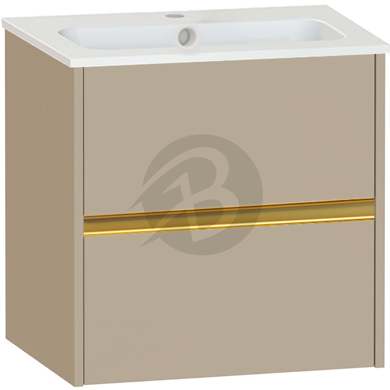 Calypso Bowland 2 Drawer Wall Hung Vanity Unit With Serrenti  Basin – 600mm Wide – 1 TH - Champagne