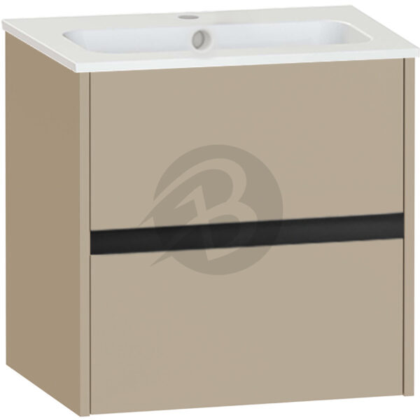 Calypso Bowland 2 Drawer Wall Hung Vanity Unit With Serrenti  Basin - 600mm Wide - 1 TH