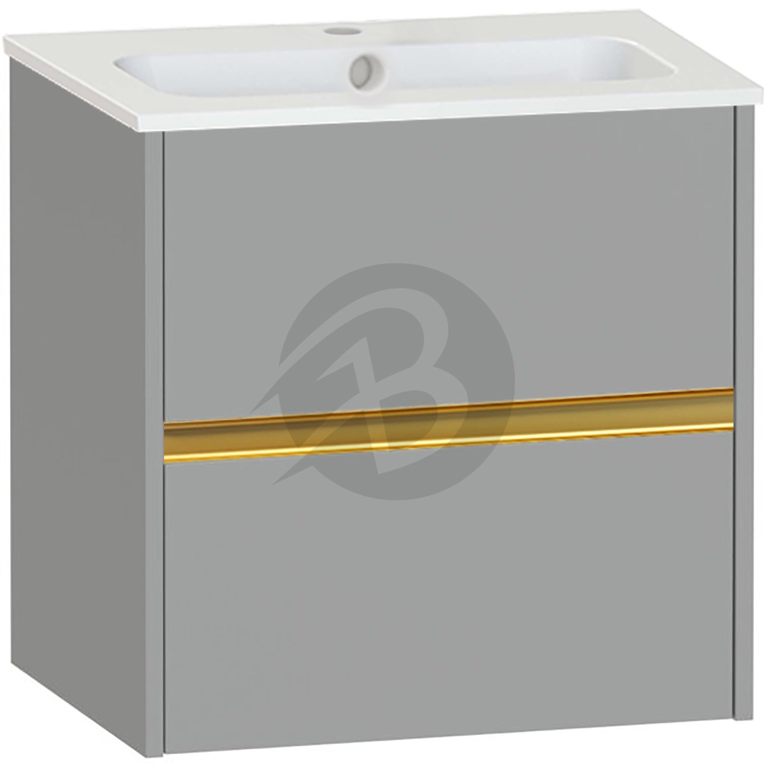 Calypso Bowland 2 Drawer Wall Hung Vanity Unit With Serrenti  Basin – 600mm Wide – 1 TH - Slate Mist