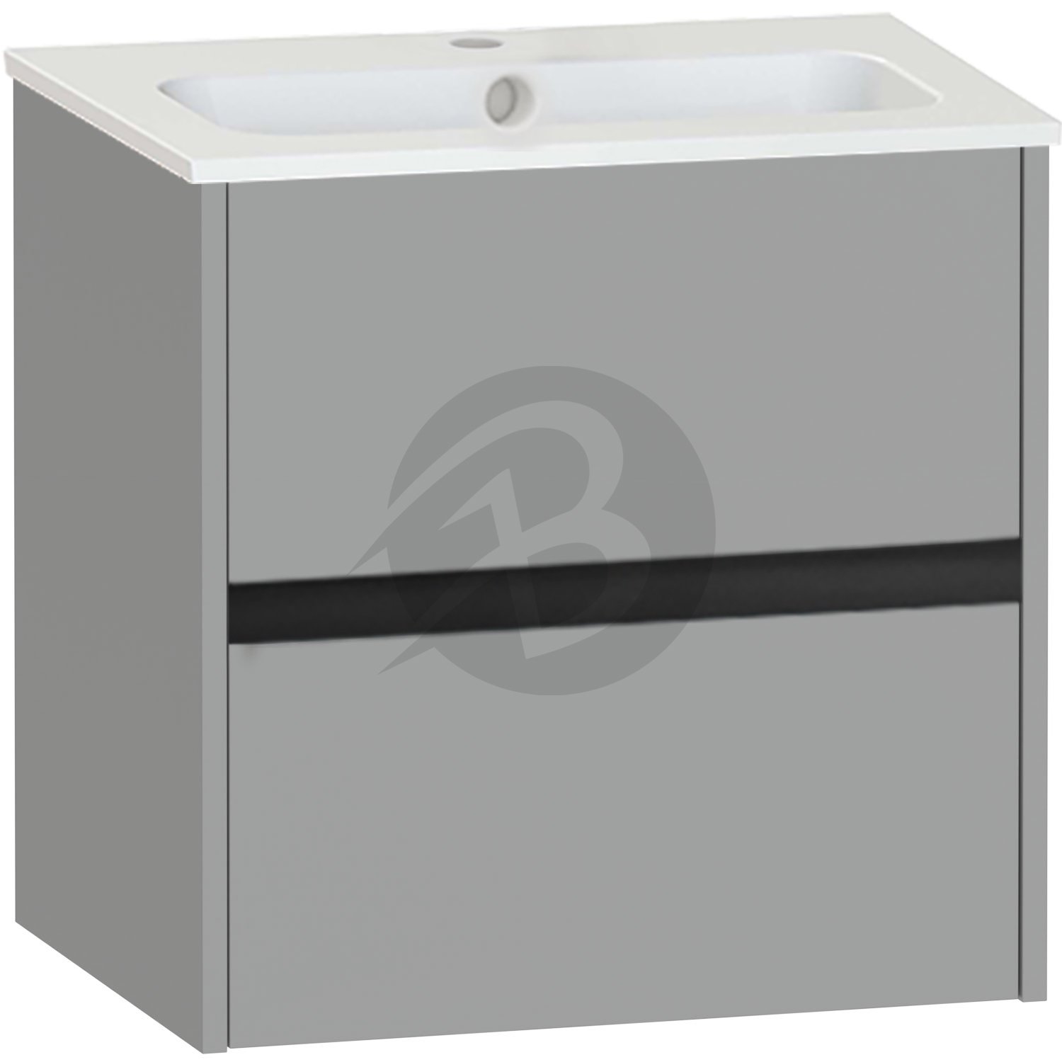 Calypso Bowland 2 Drawer Wall Hung Vanity Unit With Serrenti  Basin – 600mm Wide – 1 TH - Slate Mist