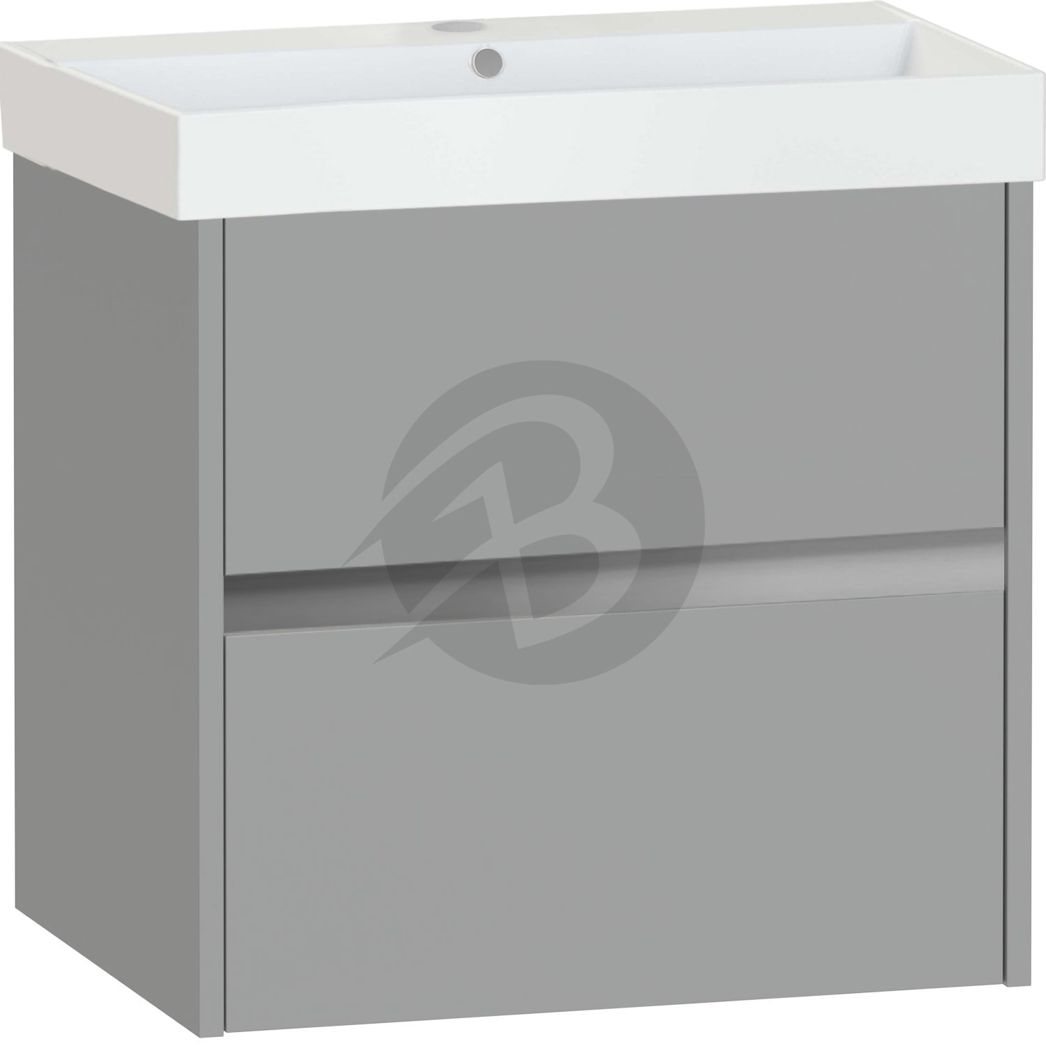 Calypso Bowland 2 Drawer Wall Hung Vanity Unit With Memphis Basin – 600mm Wide – 1 TH - Slate Mist