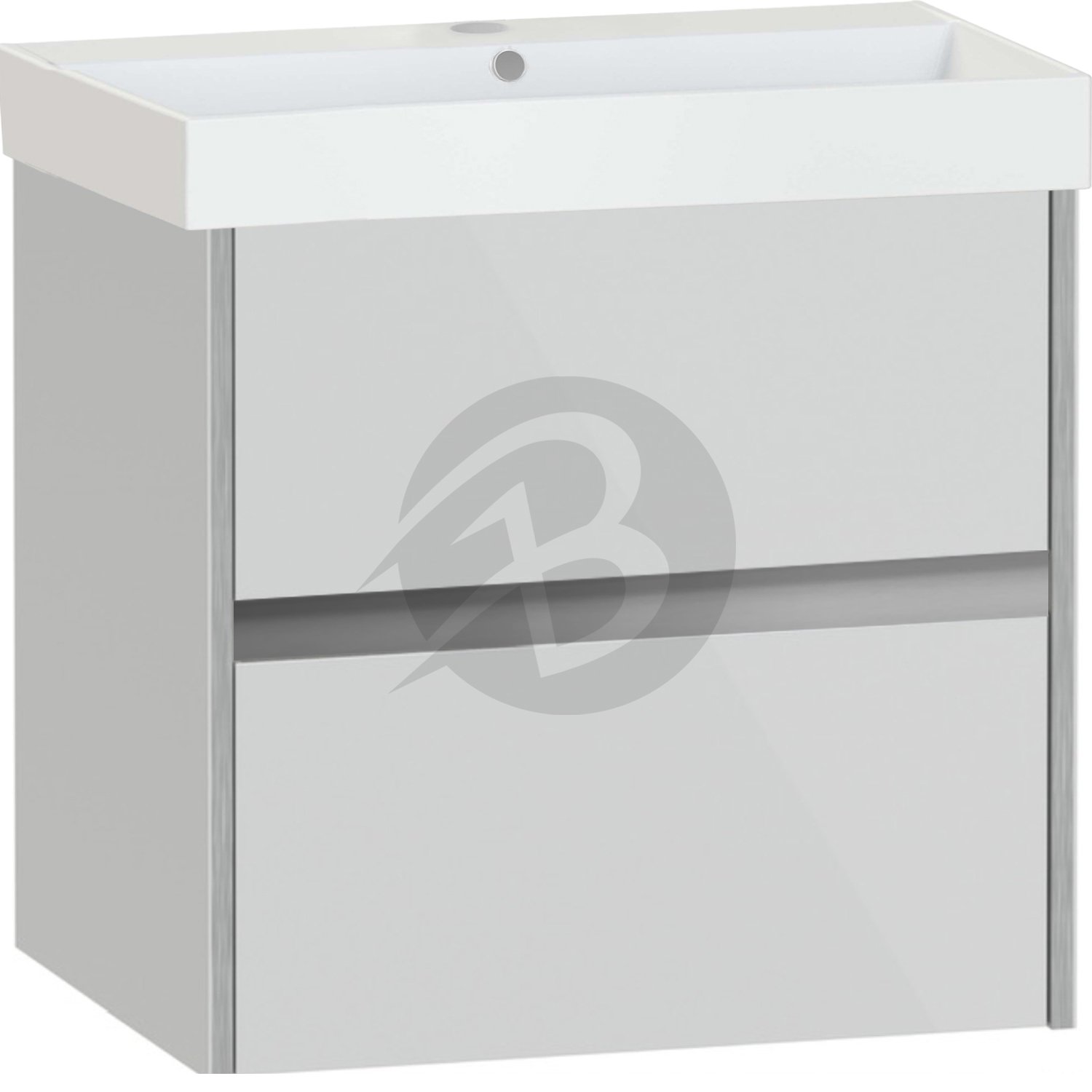 Calypso Bowland 2 Drawer Wall Hung Vanity Unit With Memphis Basin – 600mm Wide – 1 TH - Frost Grey