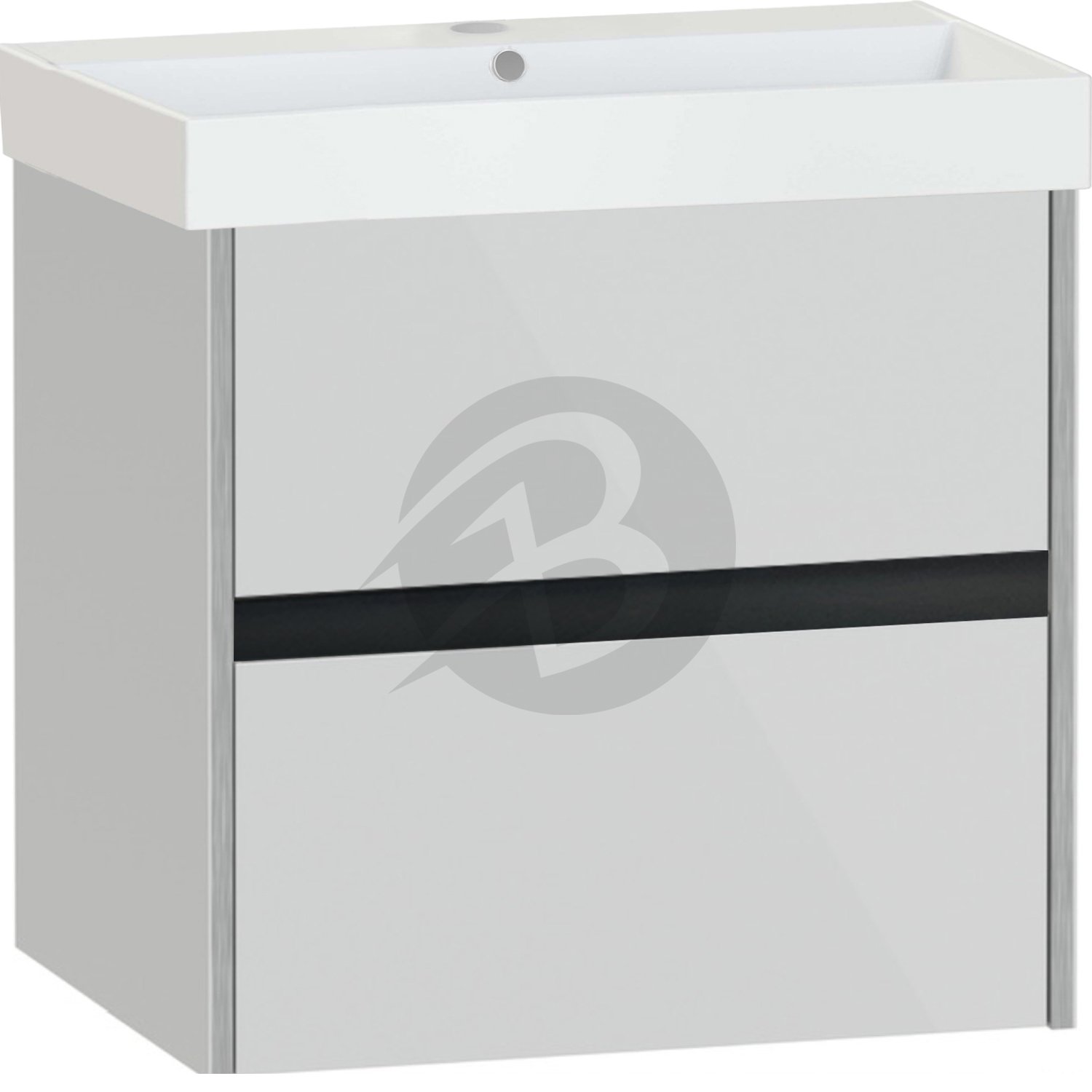 Calypso Bowland 2 Drawer Wall Hung Vanity Unit With Memphis Basin – 600mm Wide – 1 TH - Frost Grey
