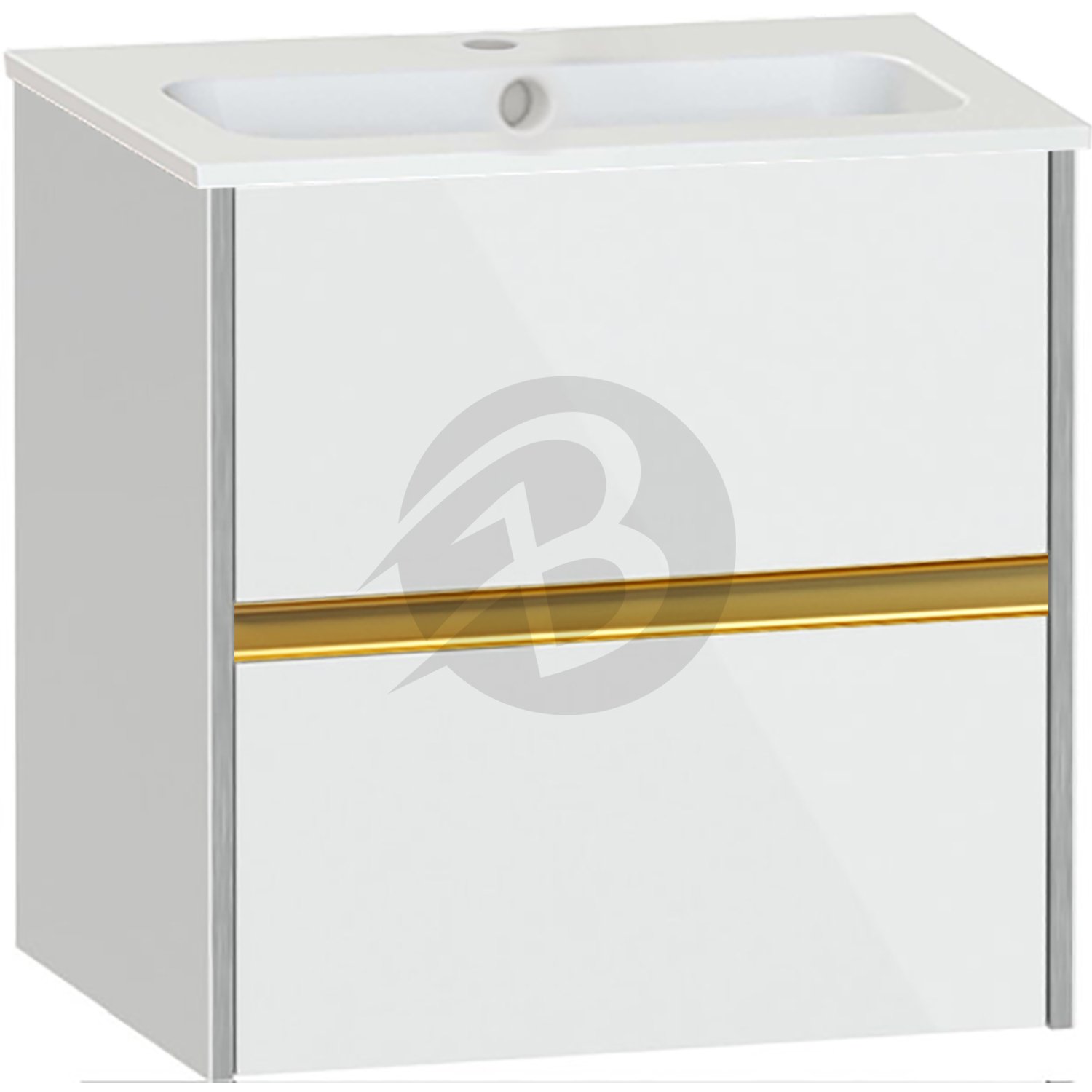Calypso Bowland 2 Drawer Wall Hung Vanity Unit With Serrenti  Basin – 600mm Wide – 1 TH - Frost White