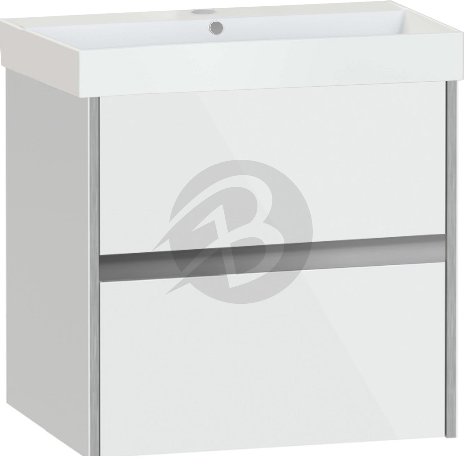 Calypso Bowland 2 Drawer Wall Hung Vanity Unit With Memphis Basin – 600mm Wide – 1 TH - Frost White