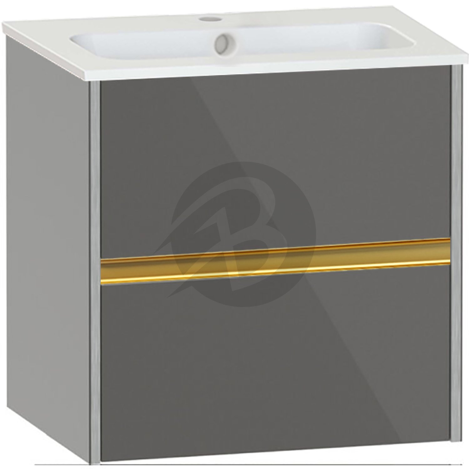Calypso Bowland 2 Drawer Wall Hung Vanity Unit With Serrenti  Basin – 600mm Wide – 1 TH - Metallic Slate