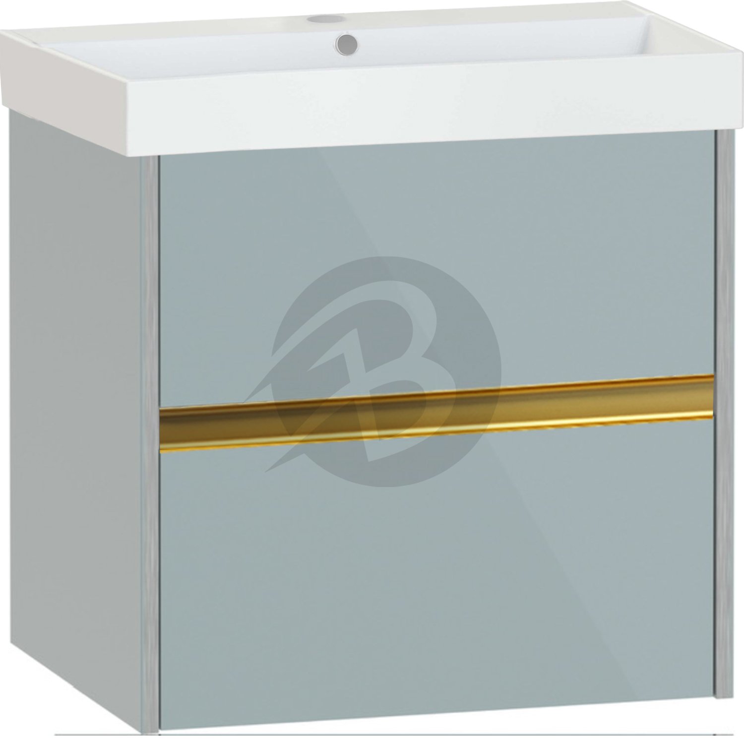 Calypso Bowland 2 Drawer Wall Hung Vanity Unit With Memphis Basin – 600mm Wide – 1 TH - Sea Breeze