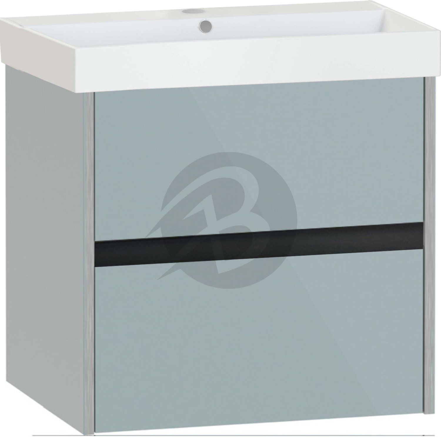 Calypso Bowland 2 Drawer Wall Hung Vanity Unit With Memphis Basin – 600mm Wide – 1 TH - Sea Breeze
