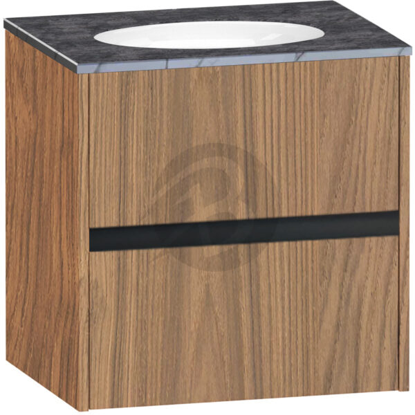 Calypso Bowland 2 Drawer Wall Hung Vanity Unit With Calypstone Aura Storm Grey Basin - 600mm Wide - No TH