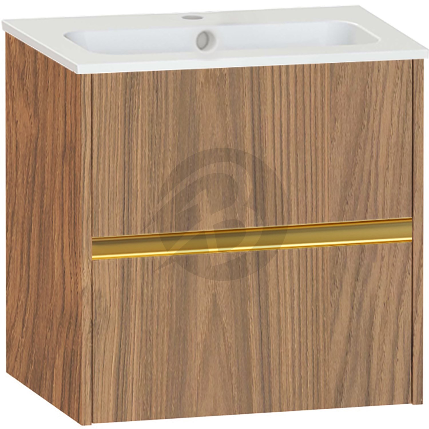 Calypso Bowland 2 Drawer Wall Hung Vanity Unit With Serrenti  Basin – 600mm Wide – 1 TH - Weathered Oak