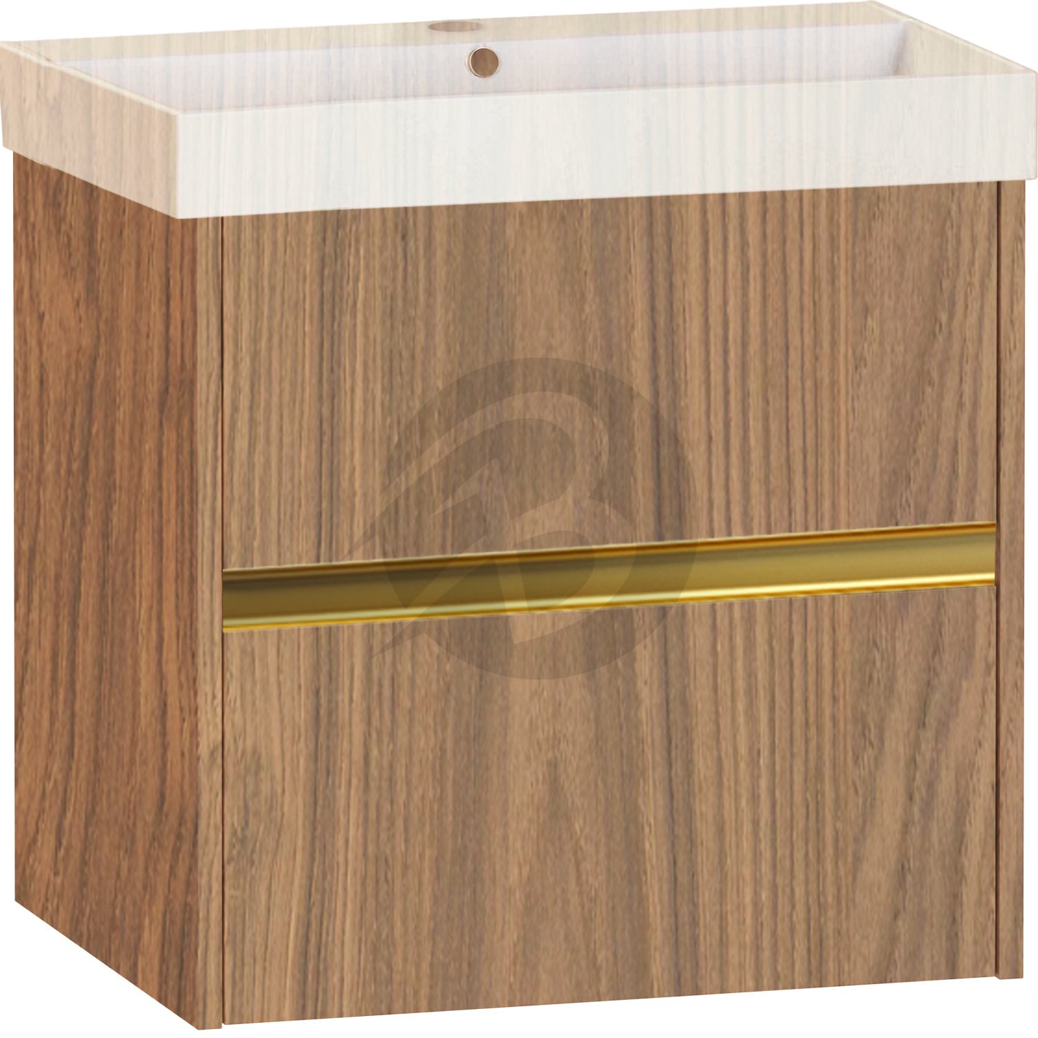 Calypso Bowland 2 Drawer Wall Hung Vanity Unit With Memphis Basin – 600mm Wide – 1 TH - Weathered Oak