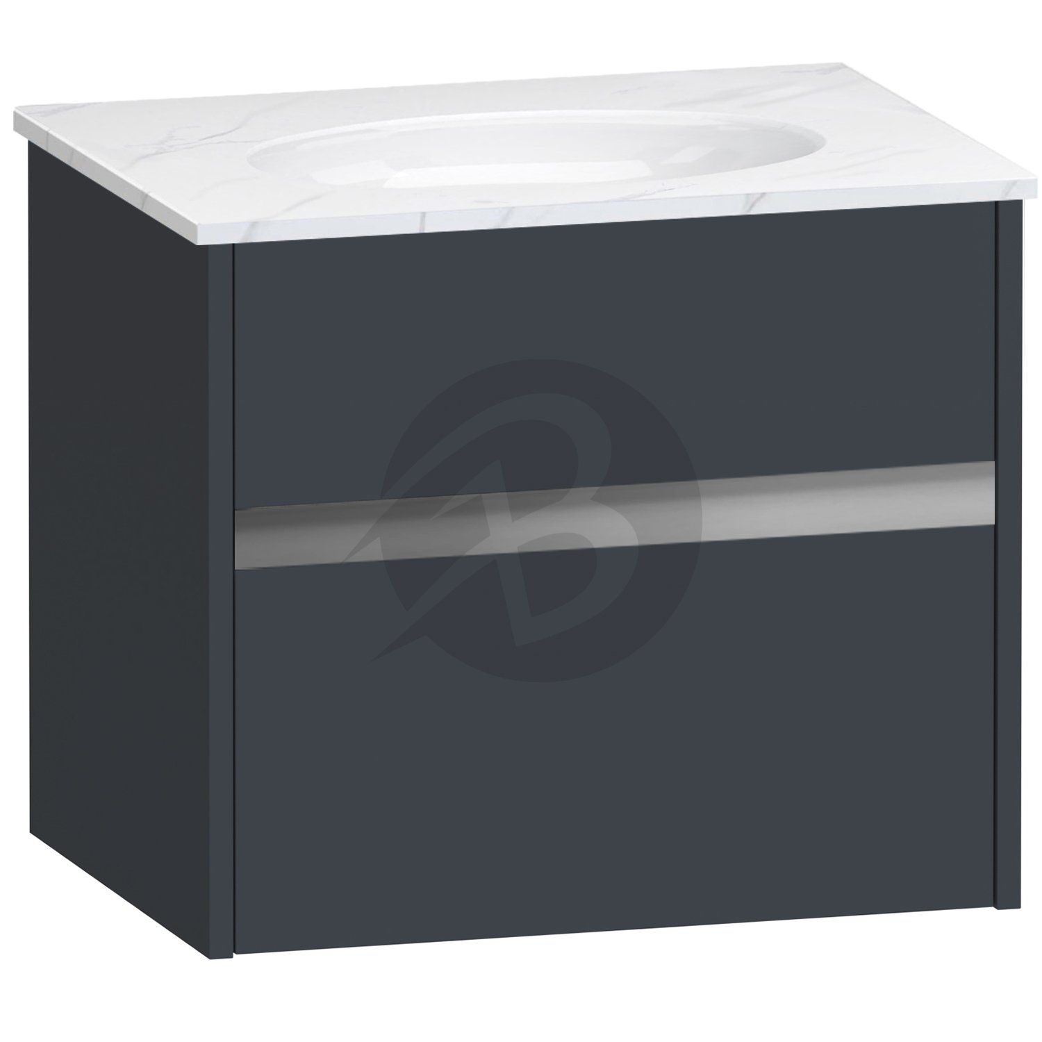 Calypso Bowland 1 Drawer Wall Hung Vanity Unit With Calypstone Aura Cirrus White Basin – 600mm Wide – No TH - Blueberry