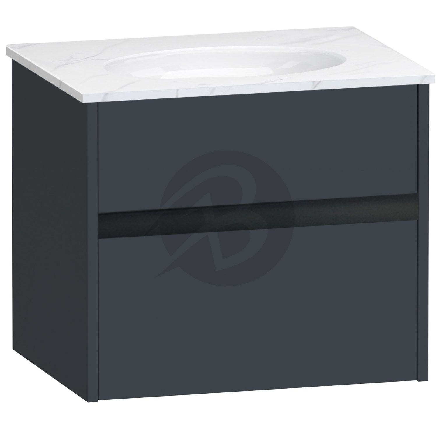 Calypso Bowland 1 Drawer Wall Hung Vanity Unit With Calypstone Aura Cirrus White Basin – 600mm Wide – No TH - Blueberry