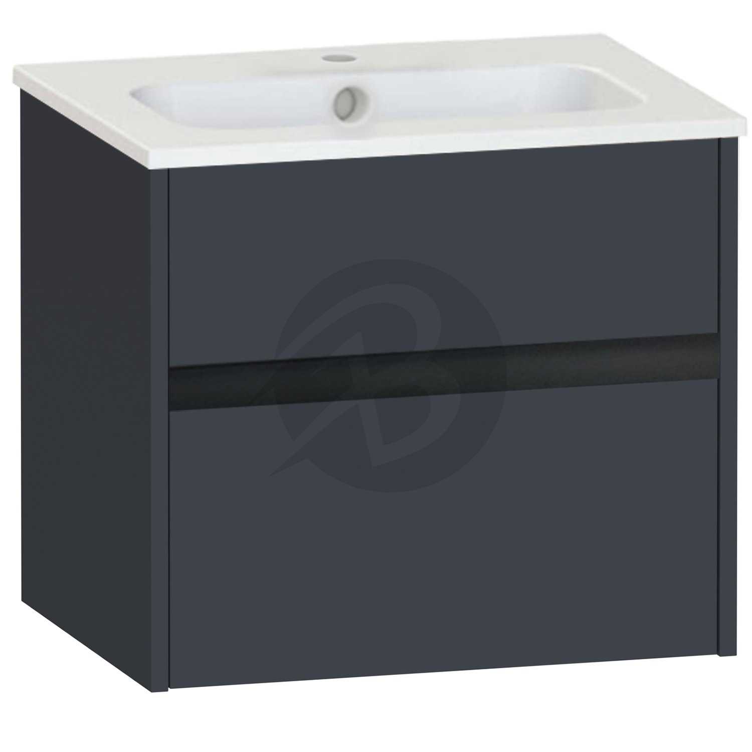 Calypso Bowland 1 Drawer Wall Hung Vanity Unit With Serrenti Basin – 600mm Wide – 1 TH - Blueberry