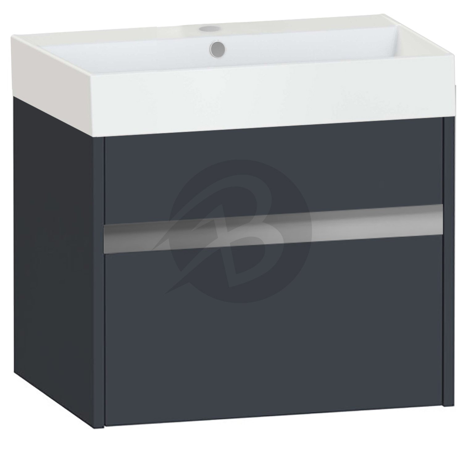 Calypso Bowland 1 Drawer Wall Hung Vanity Unit With Memphis Basin – 600mm Wide – 1 TH - Blueberry