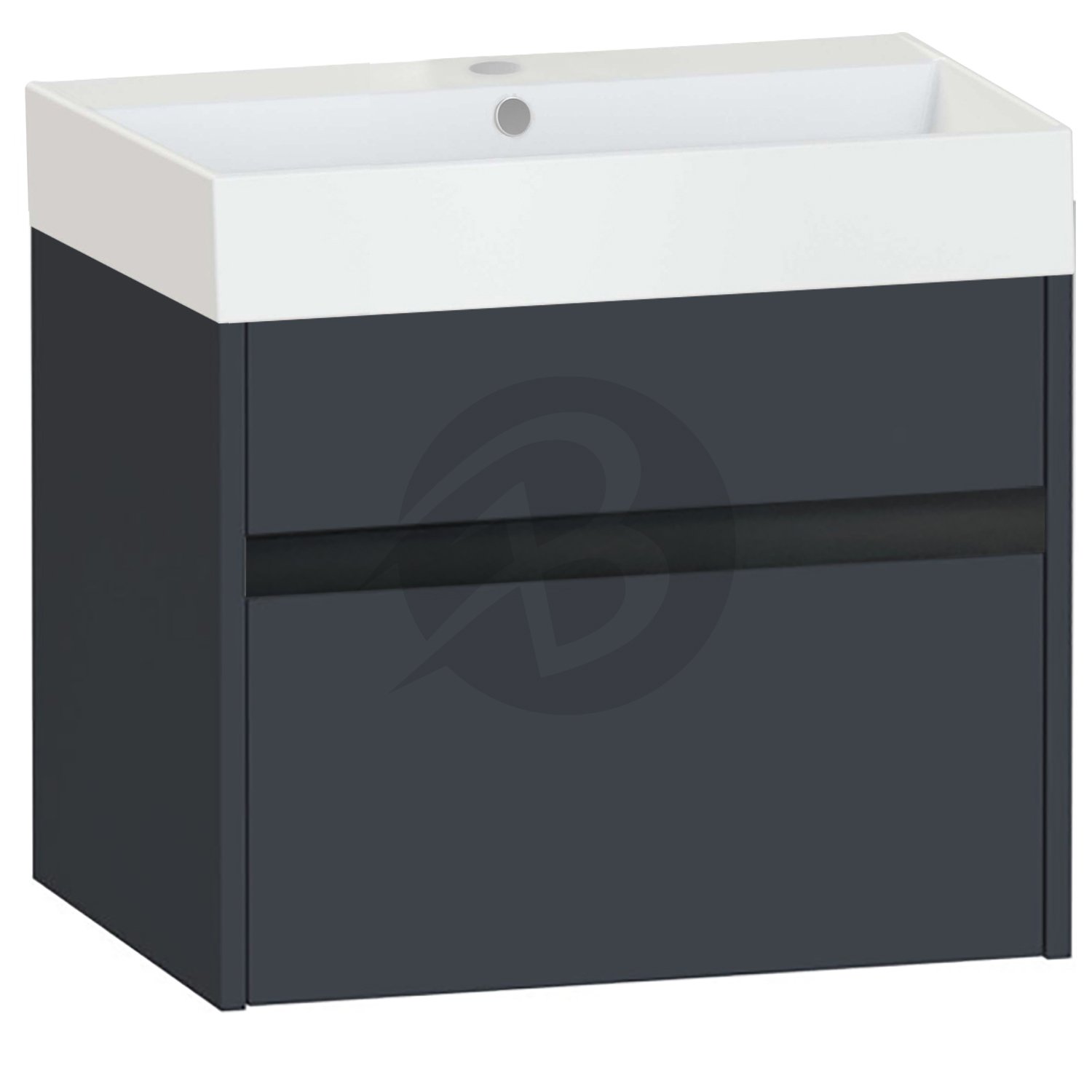 Calypso Bowland 1 Drawer Wall Hung Vanity Unit With Memphis Basin – 600mm Wide – 1 TH - Blueberry